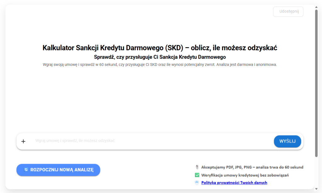 Kalkulator sankcji kredytu darmowego